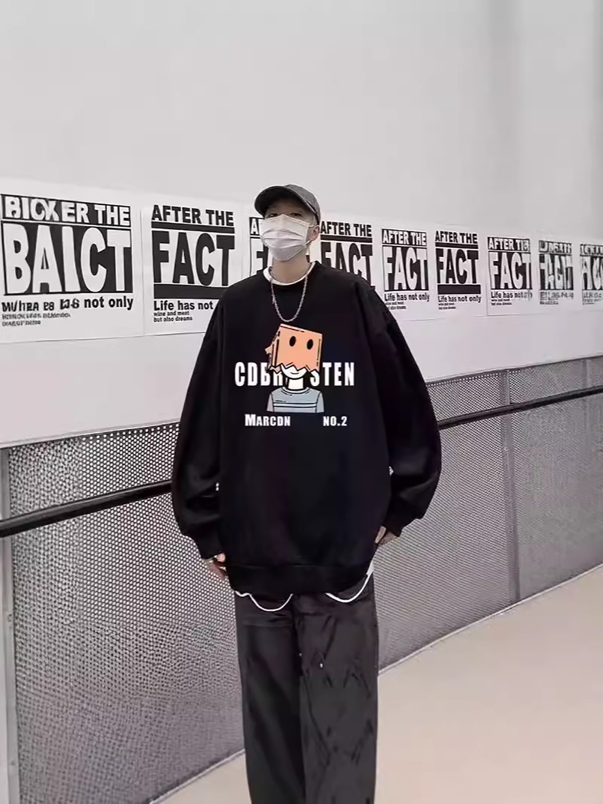 Men Printed Oversized Pullover Sweatshirt