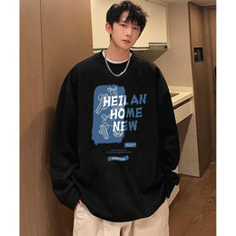 Men Typography Printed Round Neck Pullover Sweatshirt