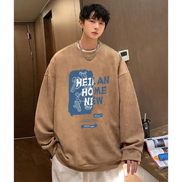 Men Typography Printed Round Neck Pullover Sweatshirt