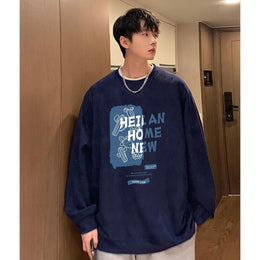 Men Typography Printed Round Neck Pullover Sweatshirt