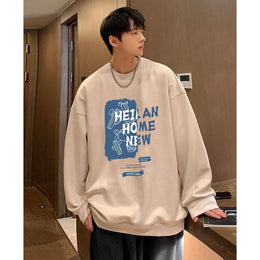 Men Typography Printed Round Neck Pullover Sweatshirt