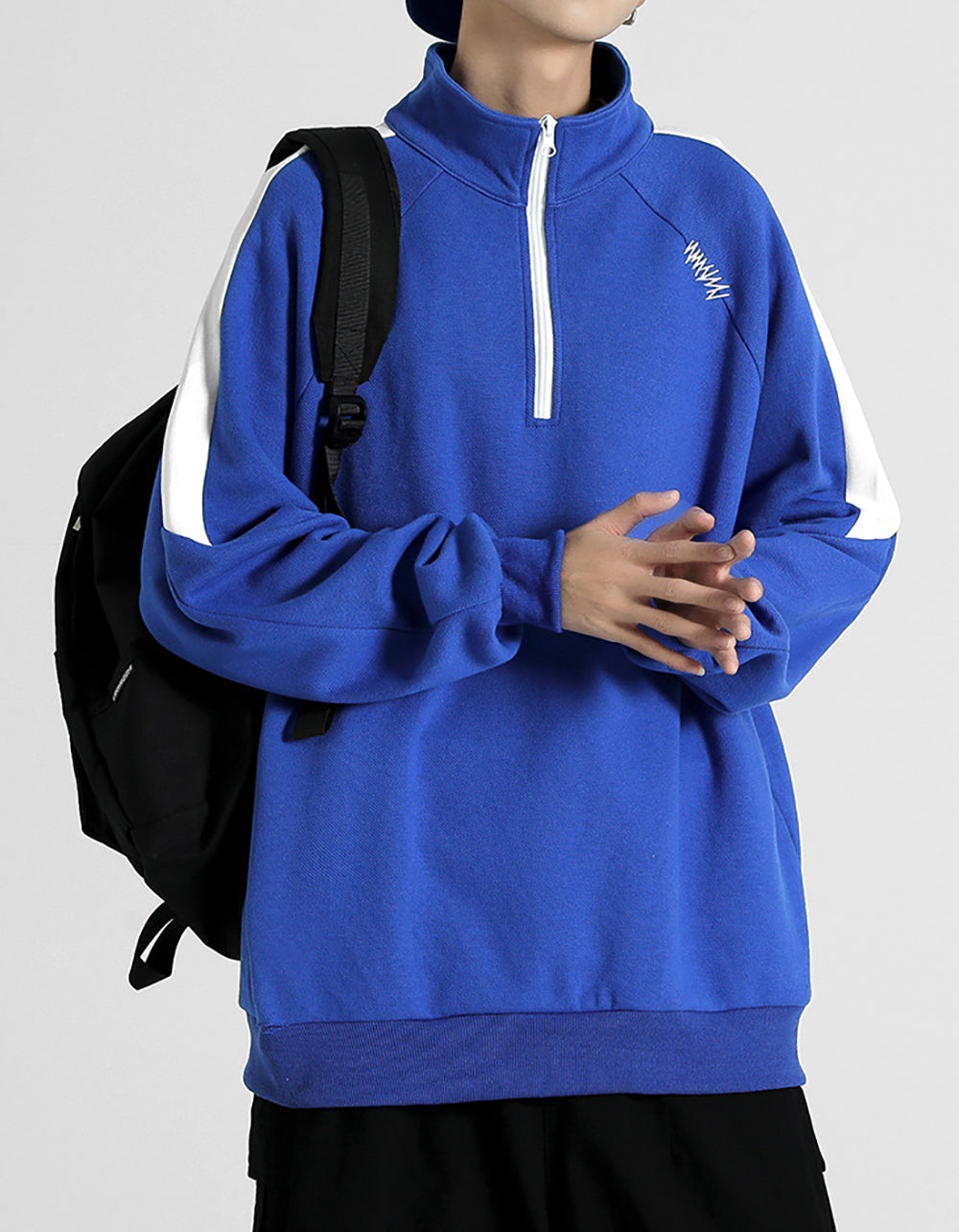 Men Mock Collar Long Sleeves Sweatshirt