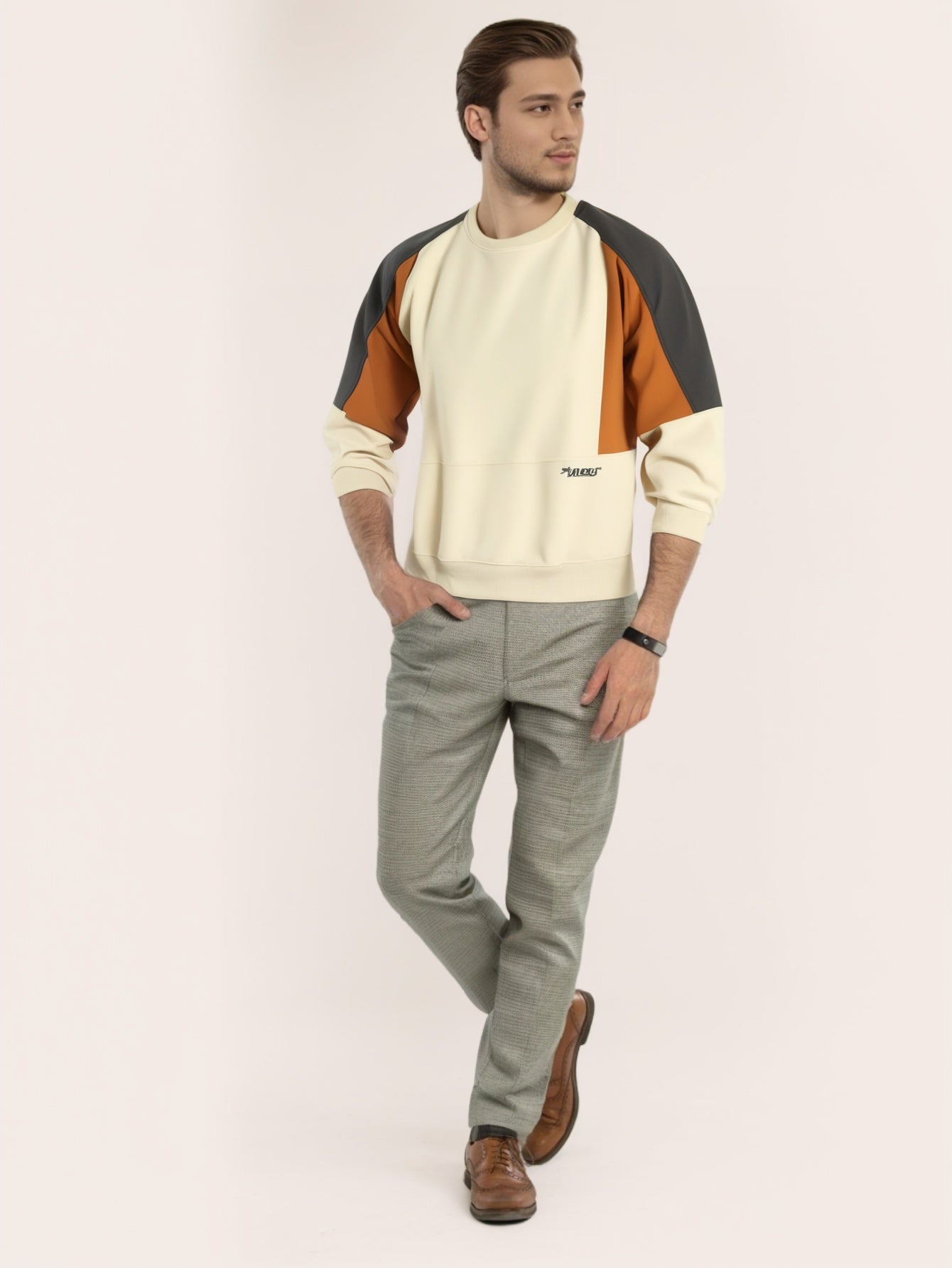Men Colourblocked Pullover Sweatshirt