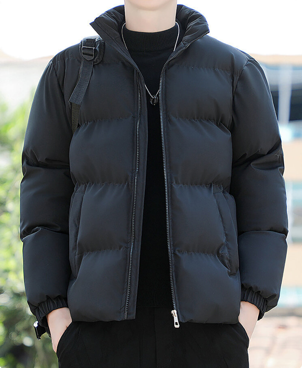 Men Mock Collar Windcheater Puffer Jacket