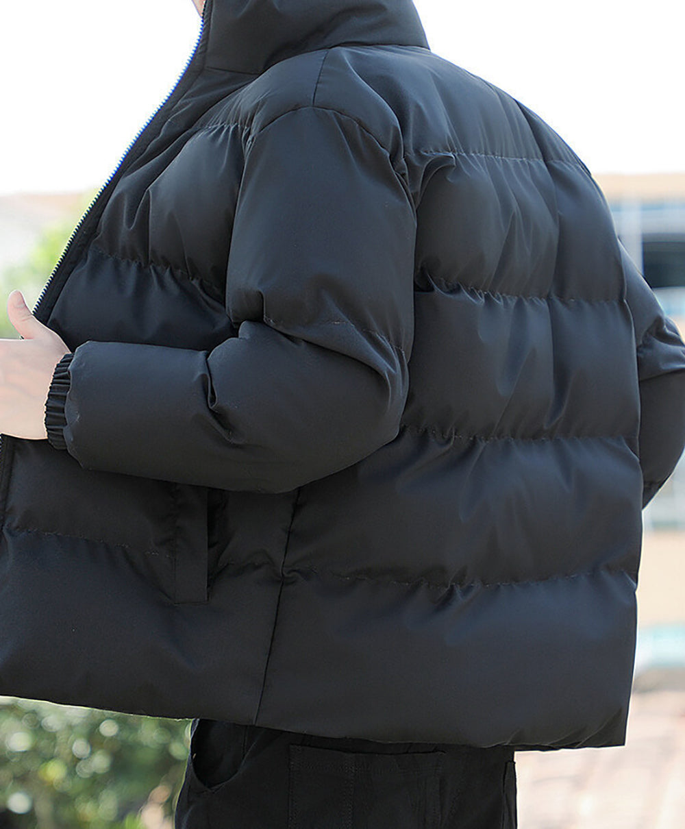 Men Mock Collar Windcheater Puffer Jacket