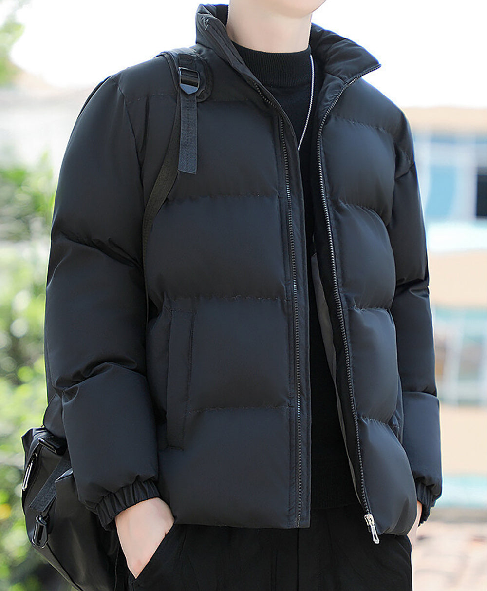 Men Mock Collar Windcheater Puffer Jacket