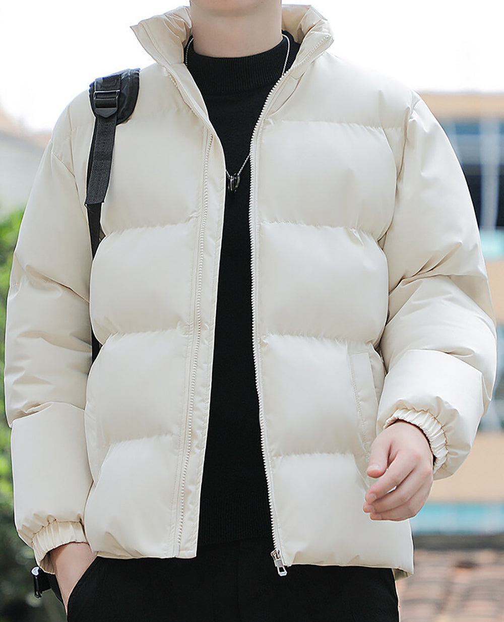 Men Mock Collar Puffer Jacket