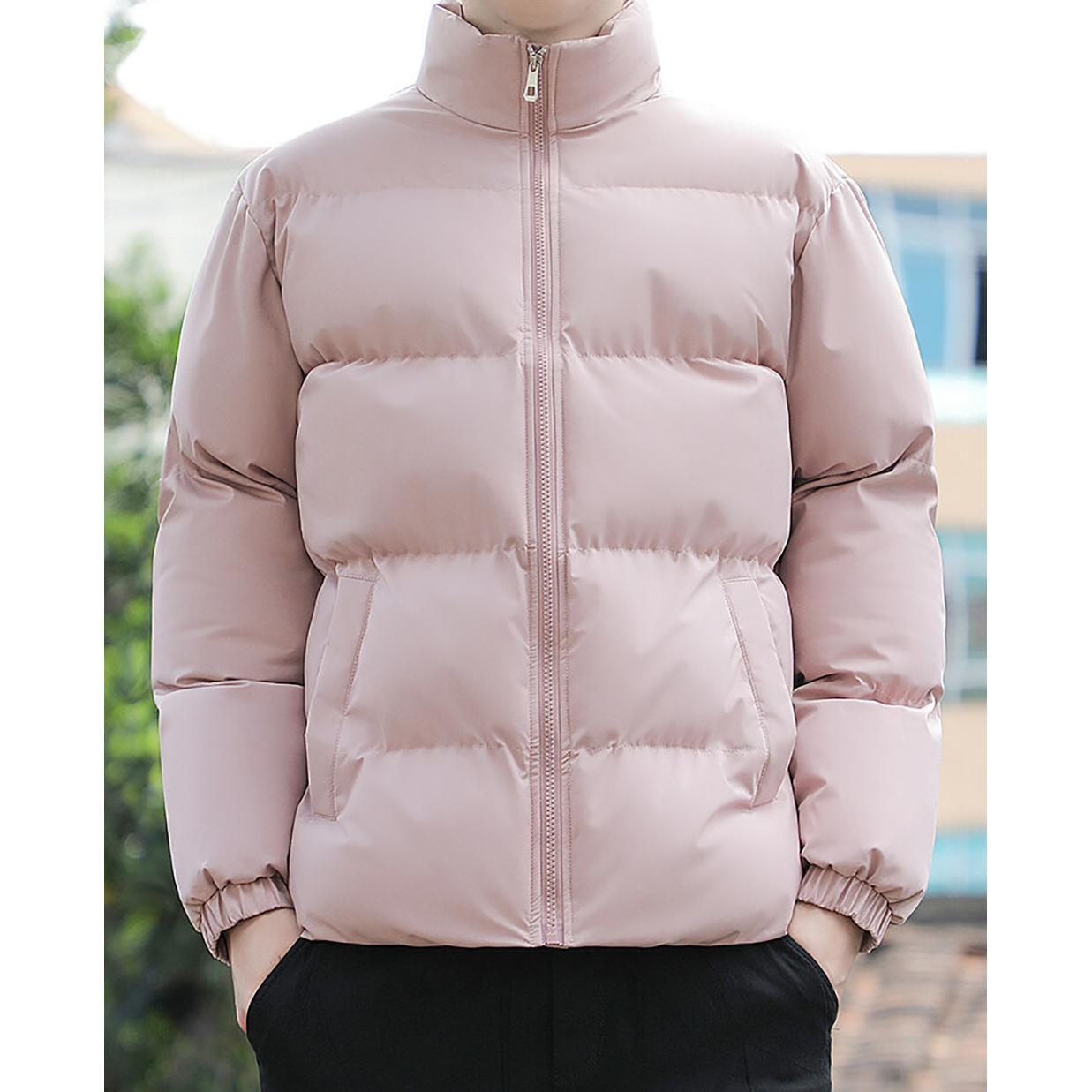 Men Mock Collar Puffer Jacket