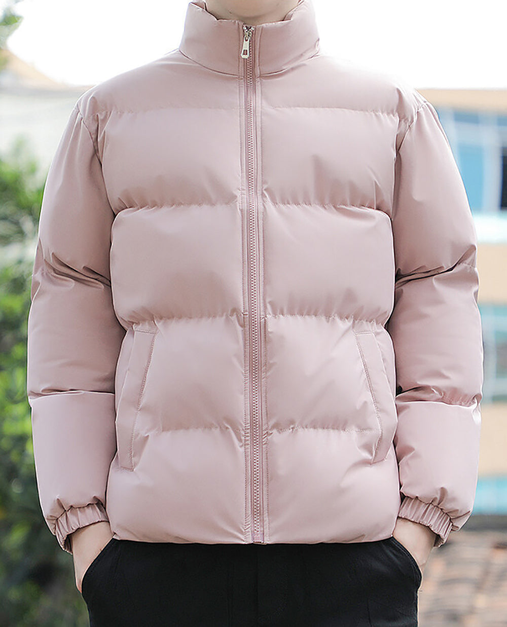 Men Mock Collar Puffer Jacket