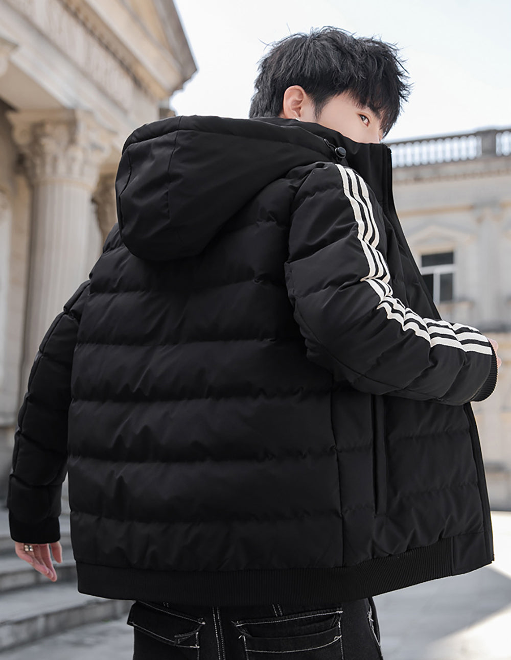 Men Mock Collar Puffer Jacket