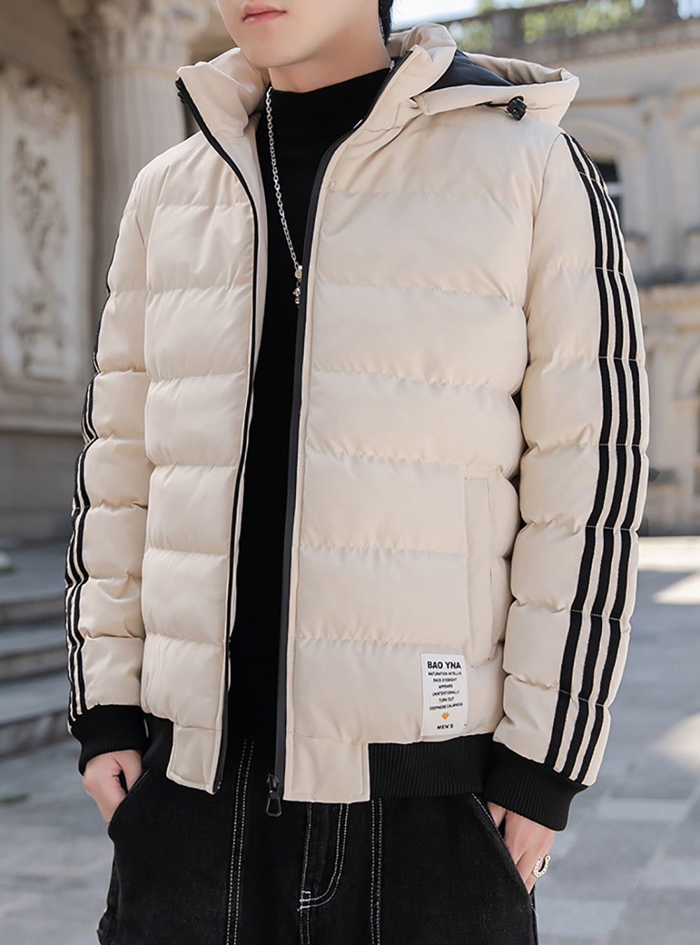 Men Mock Collar Puffer Jacket