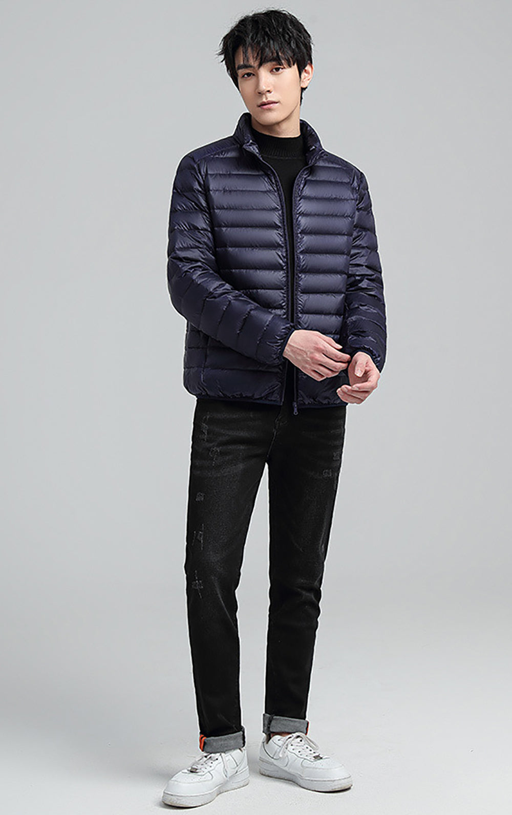 Men Mock Collar Puffer Jacket