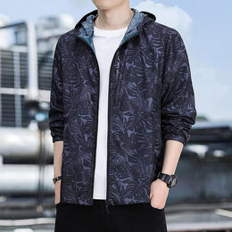 Men Floral Hooded Tailored Jacket