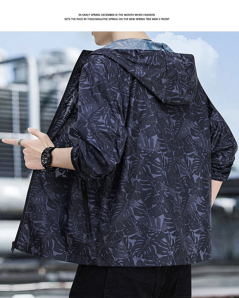Men Floral Hooded Tailored Jacket