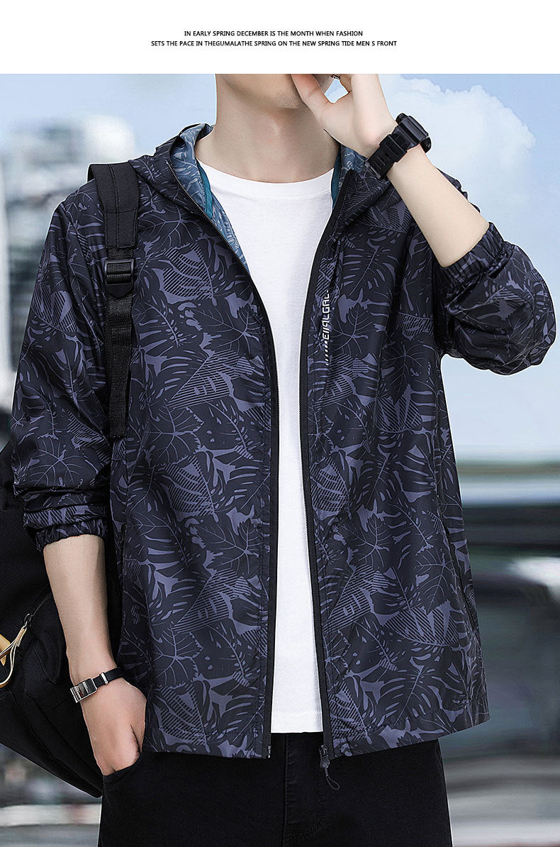 Men Floral Hooded Tailored Jacket