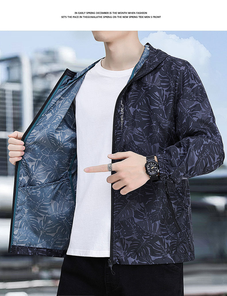Men Floral Hooded Tailored Jacket