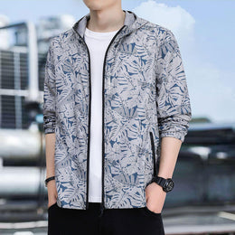 Men Floral Printed Hooded Tailored Jacket
