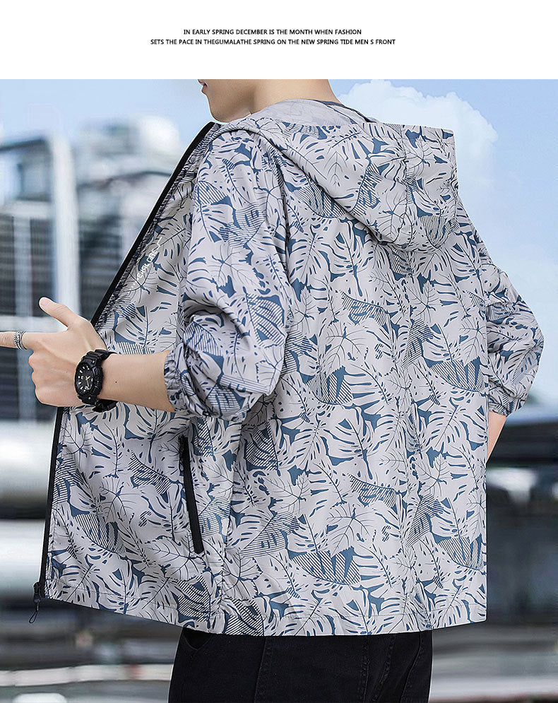 Men Floral Printed Hooded Tailored Jacket