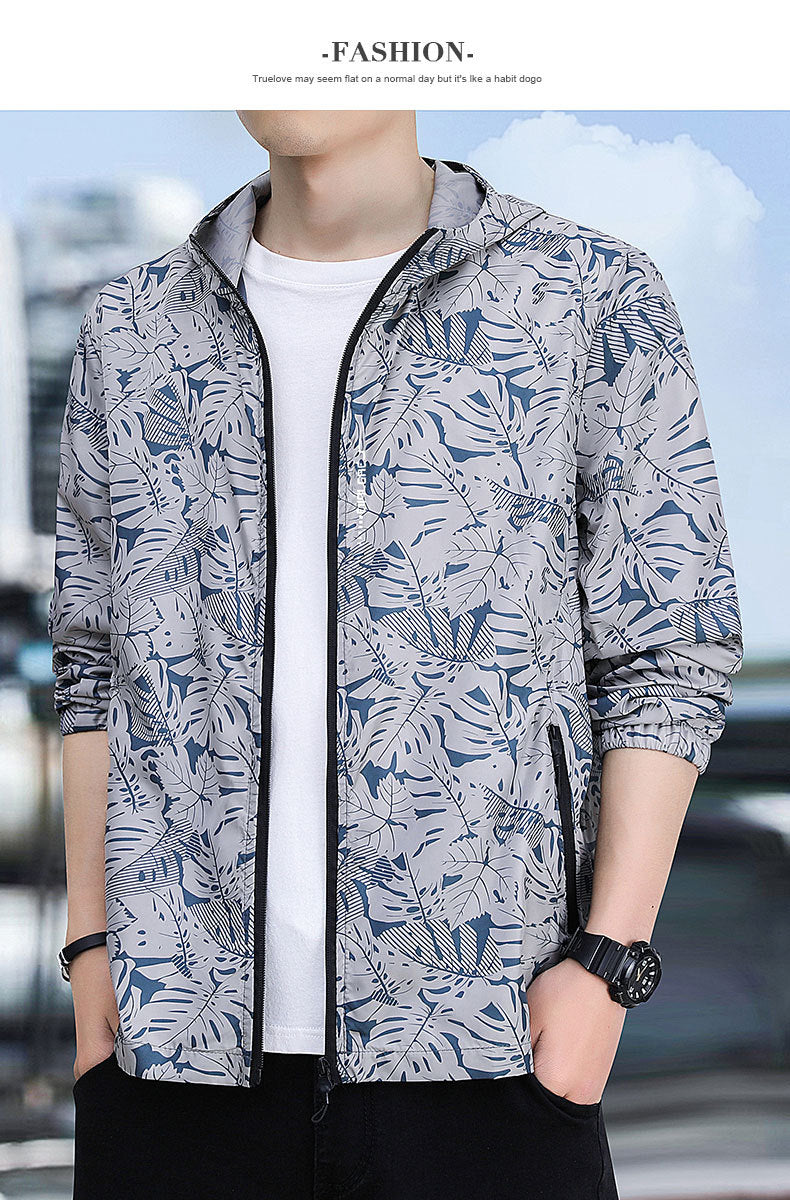 Men Floral Printed Hooded Tailored Jacket