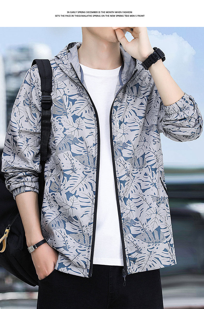 Men Floral Printed Hooded Tailored Jacket