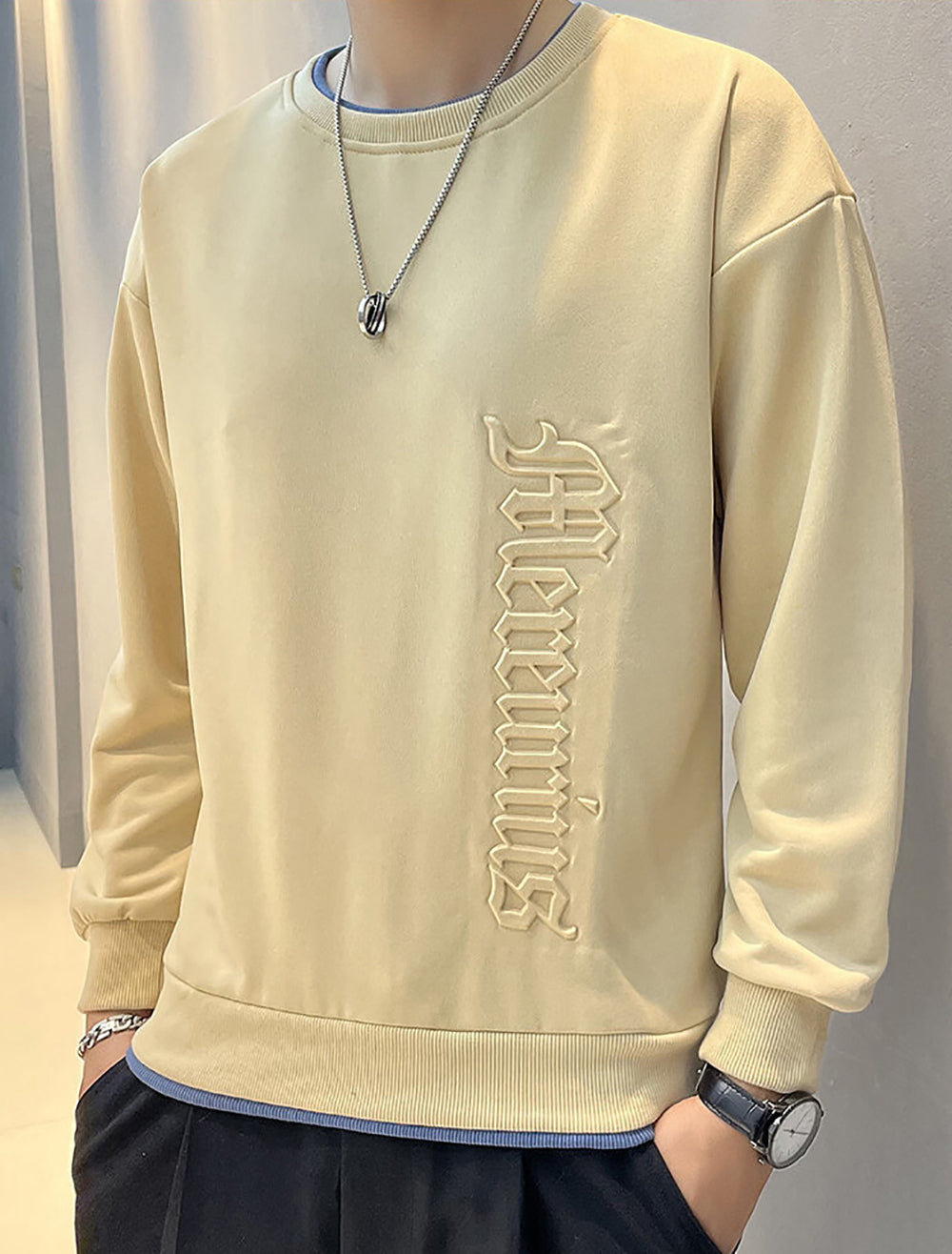 Men Embroidered Pullover Sweatshirt