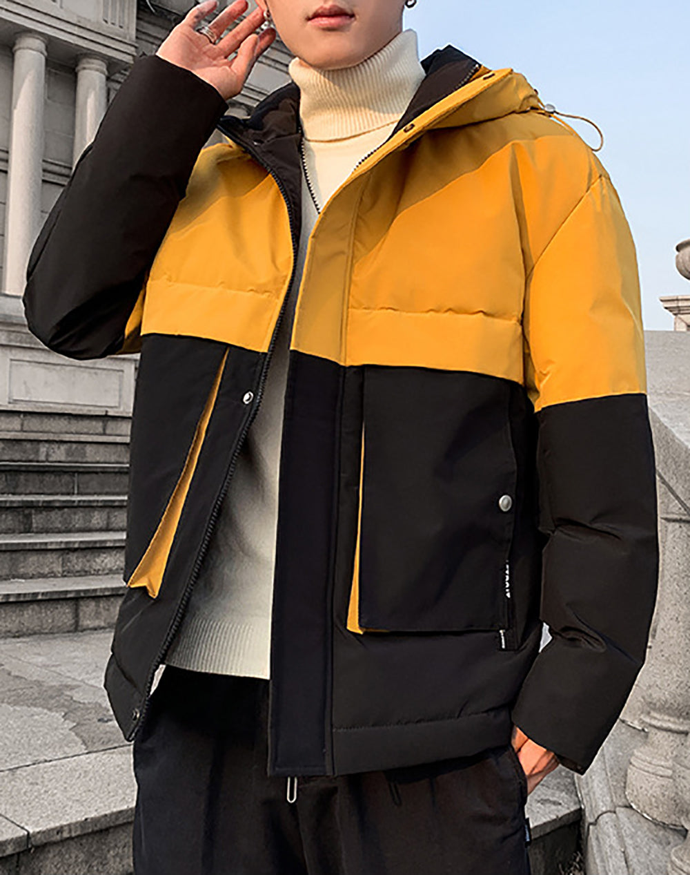 Men Colourblocked Padded Jacket