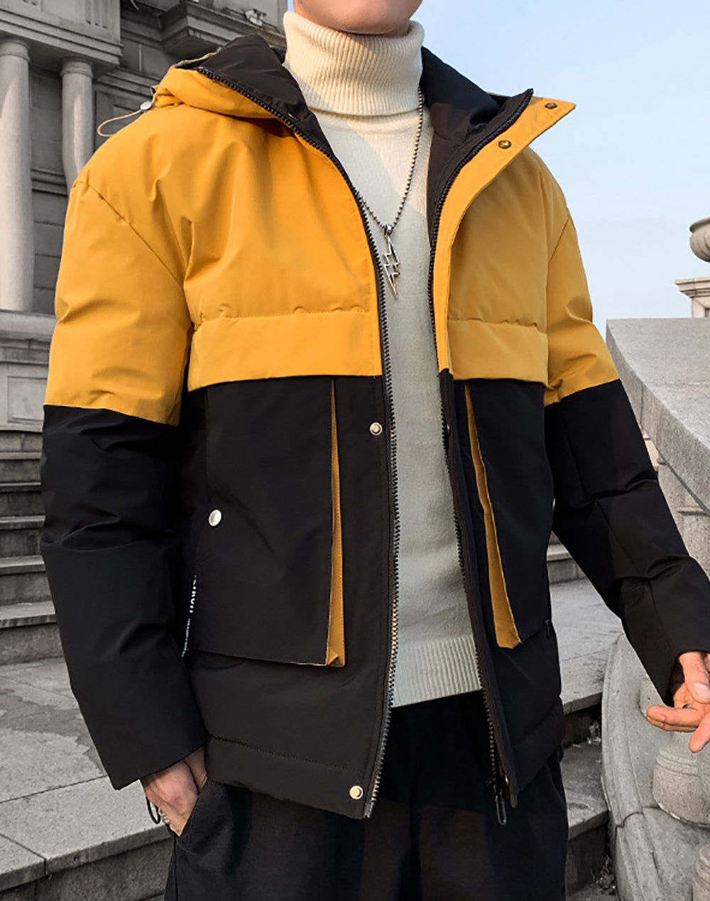 Men Colourblocked Padded Jacket