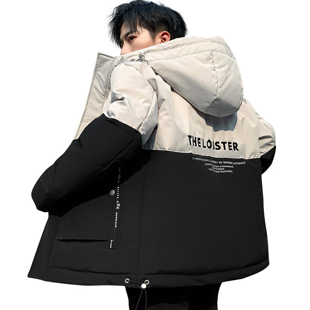 Men Colourblocked Mock Collar Puffer Jacket
