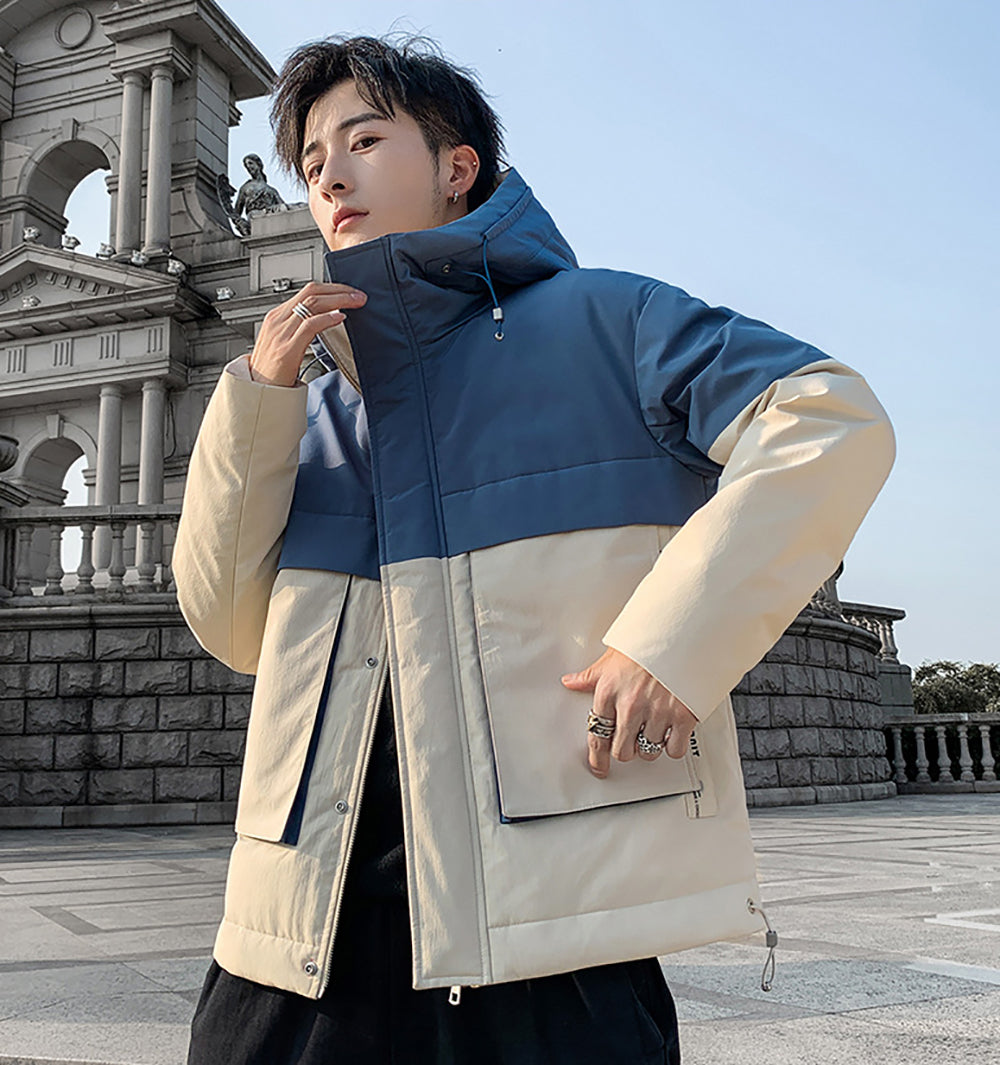 Colourblocked Hooded Padded Jacket