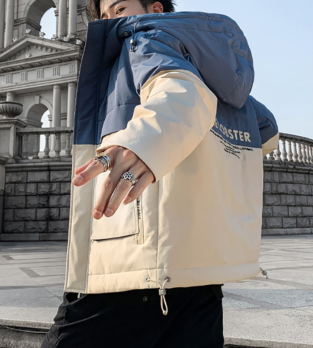 Colourblocked Hooded Padded Jacket