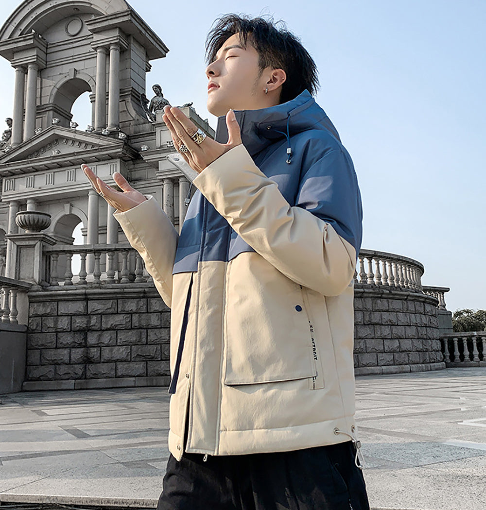Colourblocked Hooded Padded Jacket