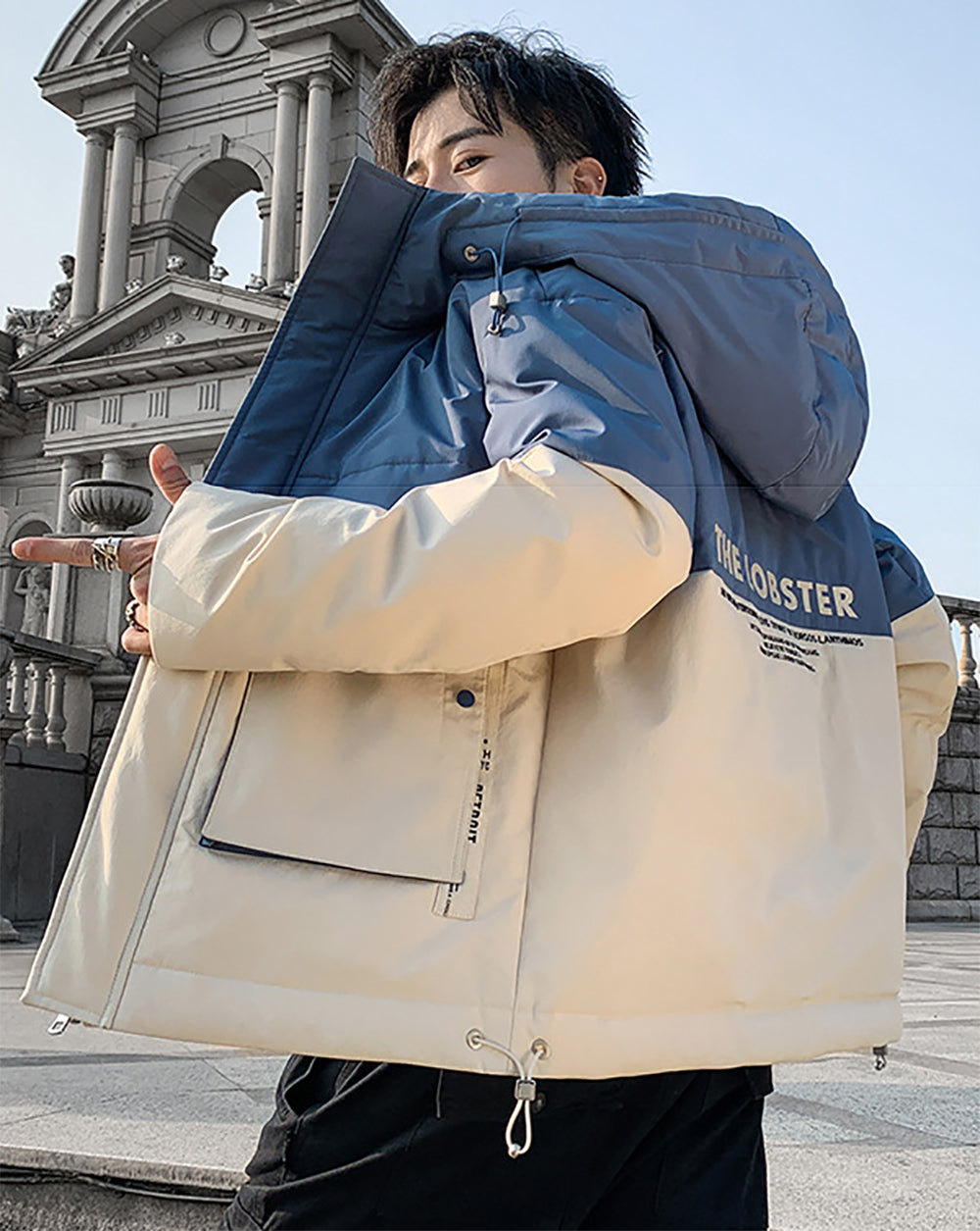 Colourblocked Hooded Padded Jacket
