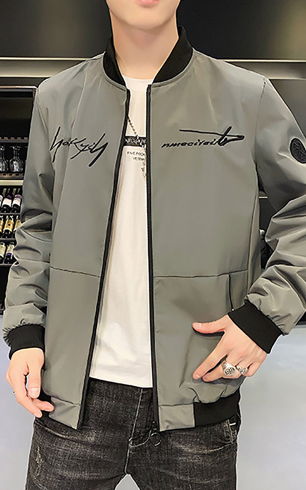 Men Collarless Tailored Jacket