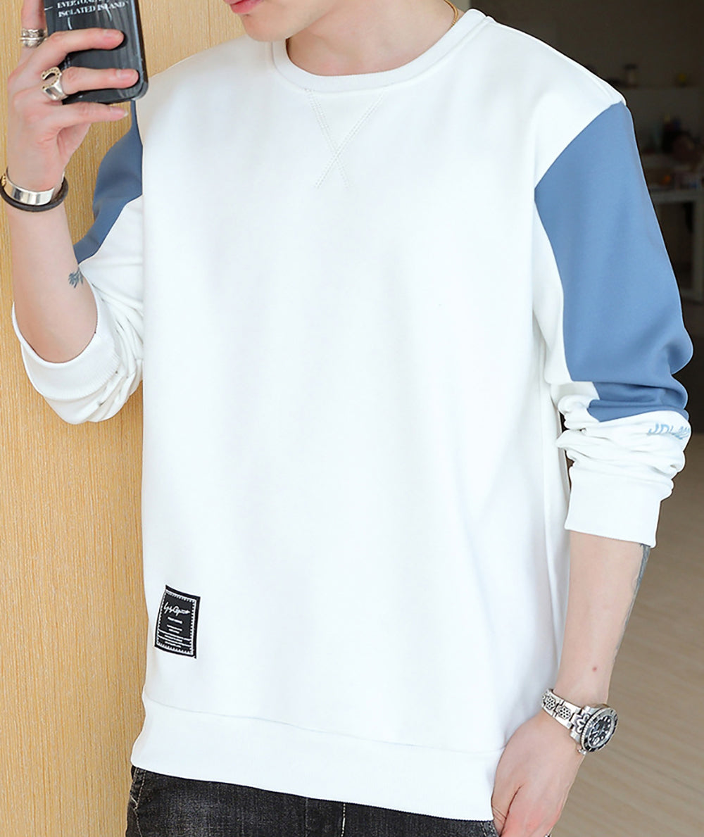 Men Colourblocked Round Neck Long Sleeves Sweatshirt