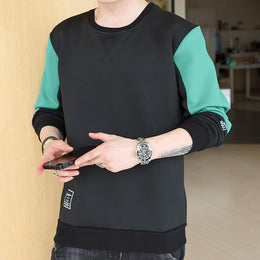 Men Colourblocked Round Neck Pullover Sweatshirt