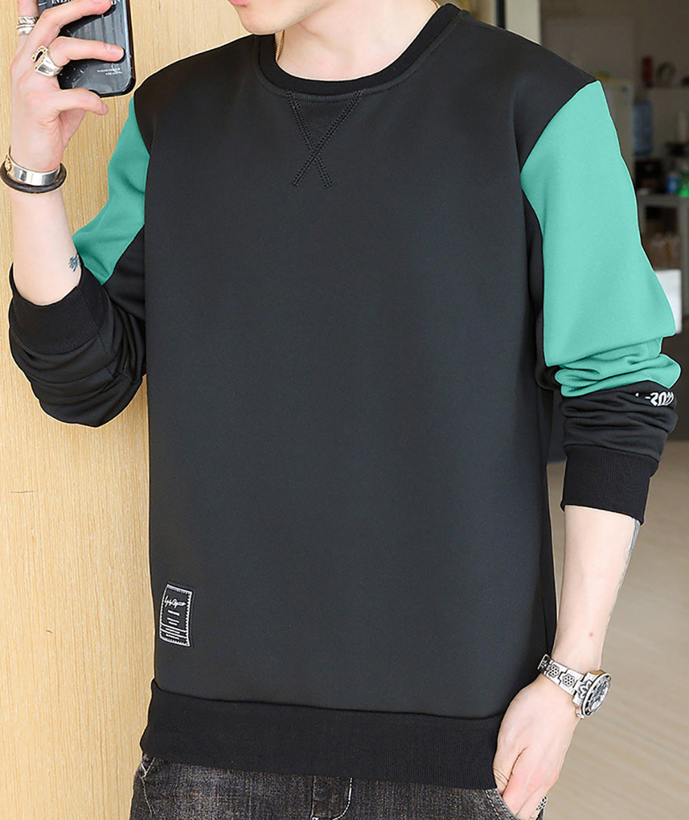 Men Colourblocked Round Neck Pullover Sweatshirt