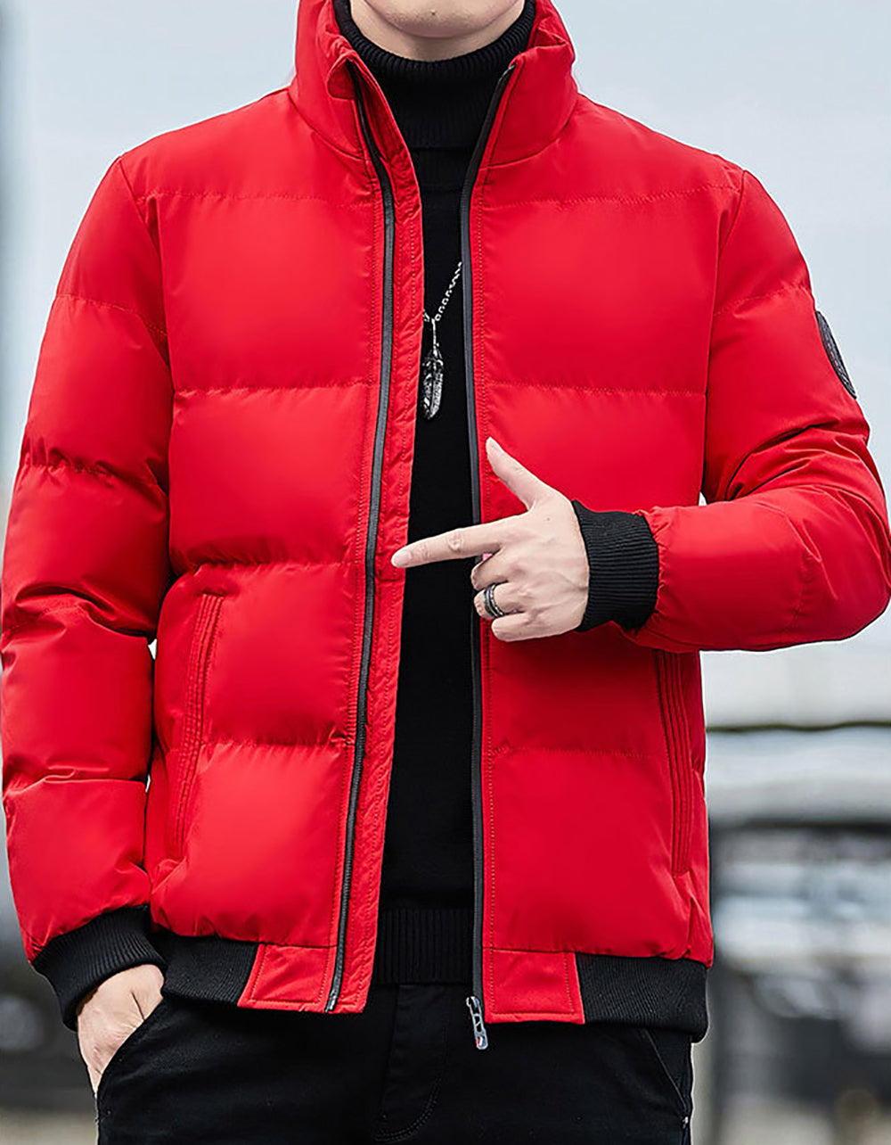 Men Mock Collar Puffer Jacket