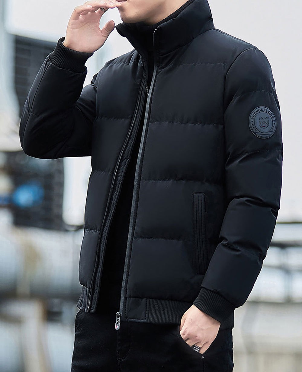 Men Mock Collar Puffer Jacket