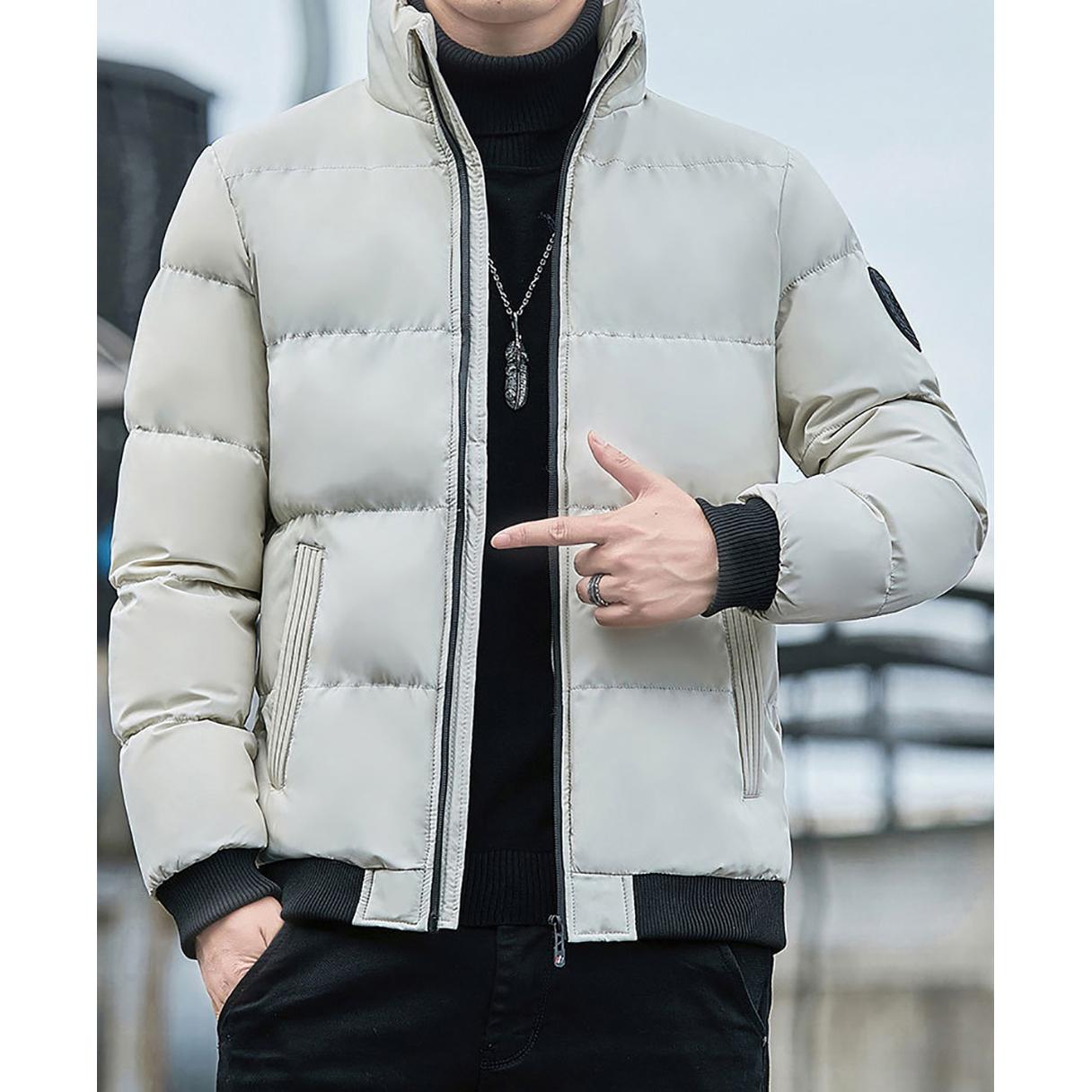 Men Mock Collar Puffer Jacket