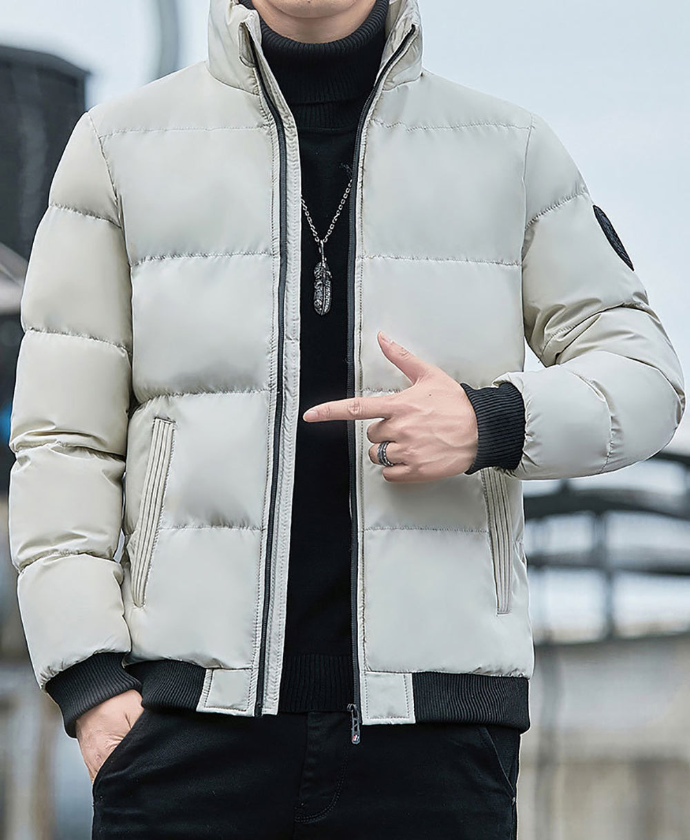 Men Mock Collar Puffer Jacket