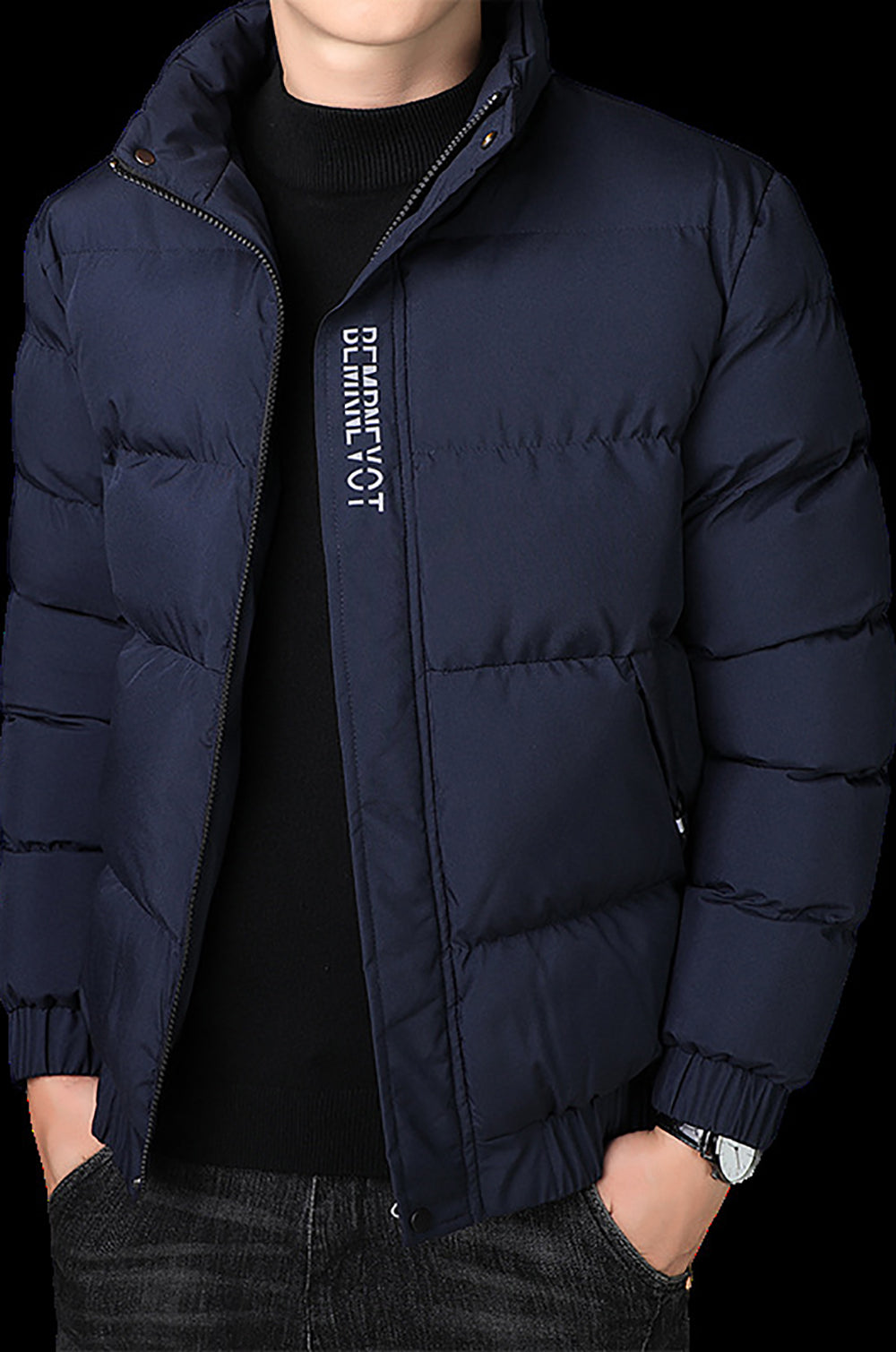 Men Mock Collar Puffer Jacket