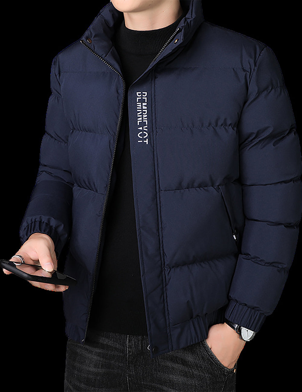 Men Mock Collar Puffer Jacket