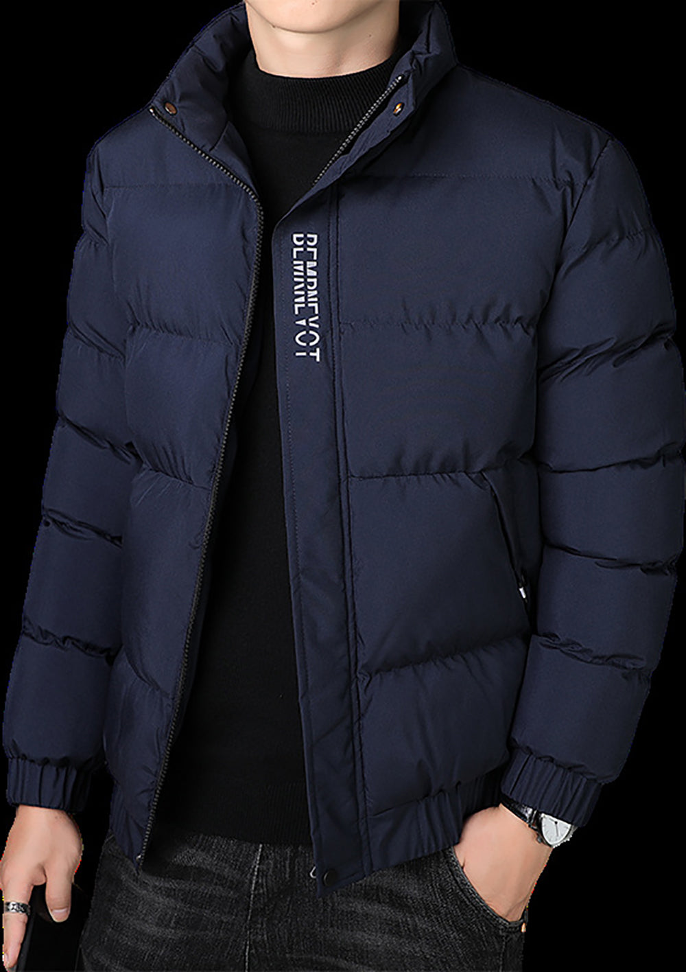 Men Mock Collar Puffer Jacket