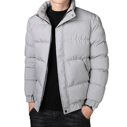 Men Solid Mock Collar Puffer Jacket