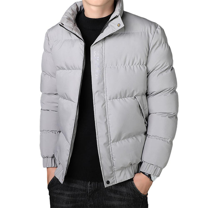 Men Solid Mock Collar Puffer Jacket