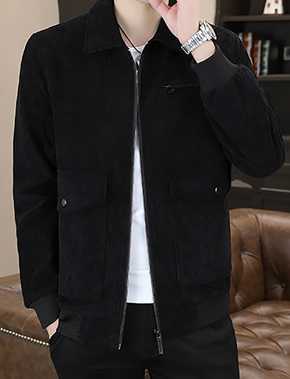 Men Spread Collar Tailored Jacket