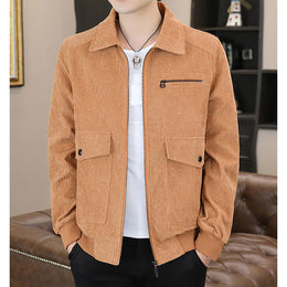 Men Spread Collar Open Front Jacket