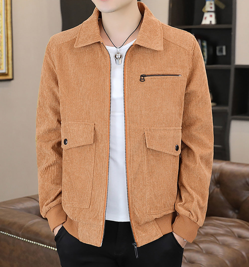 Men Spread Collar Open Front Jacket