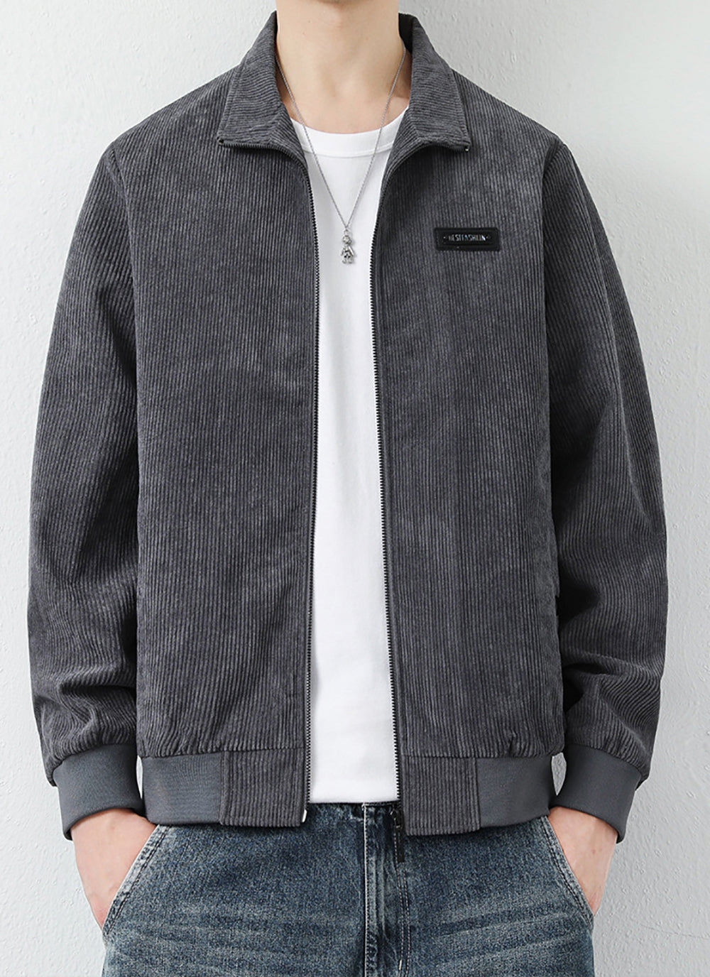 Men Lightweight Open Front Jacket