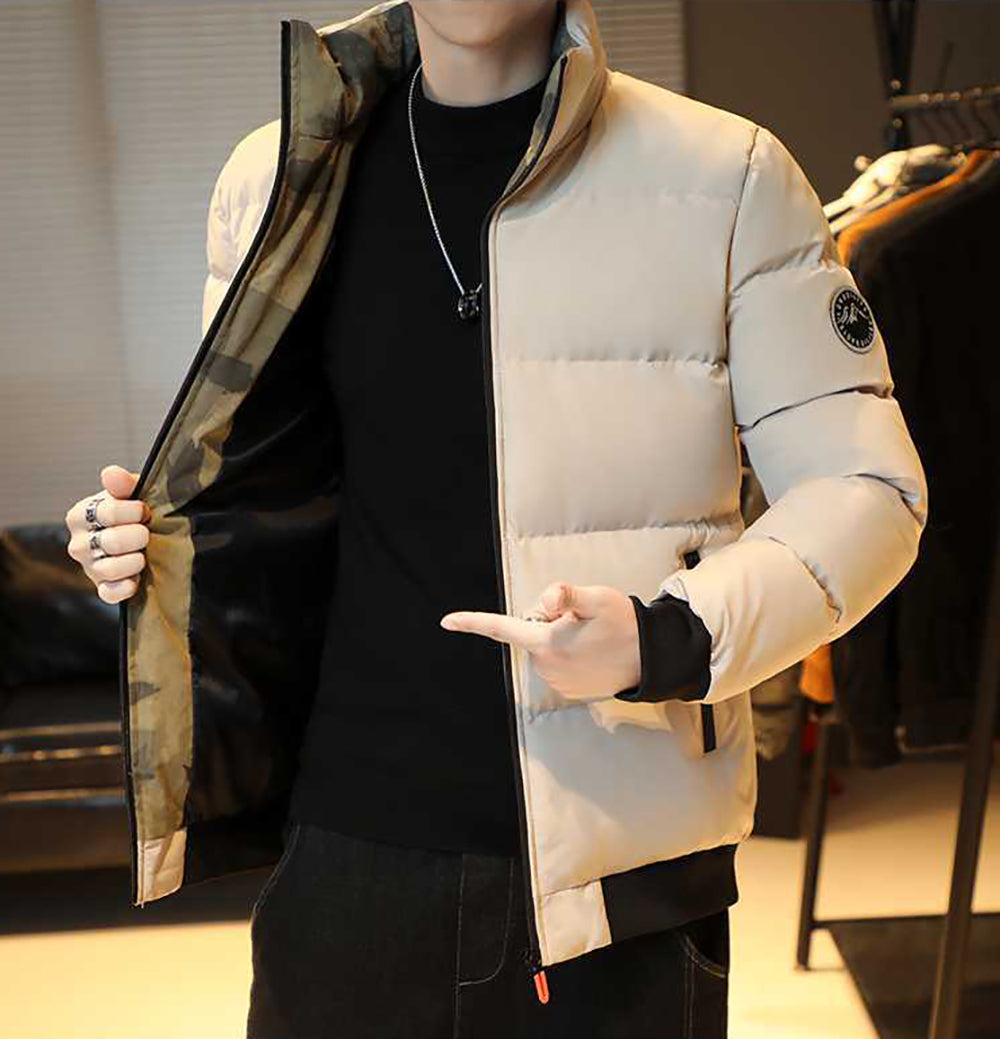 Men Mock Collar Puffer Jacket